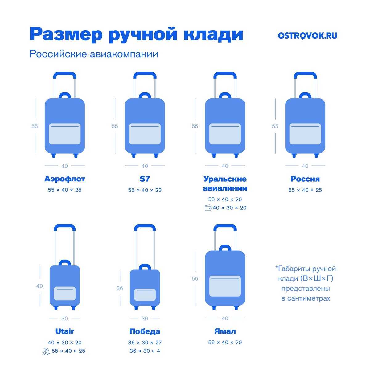 картинки ручной клади с размерами в самолет