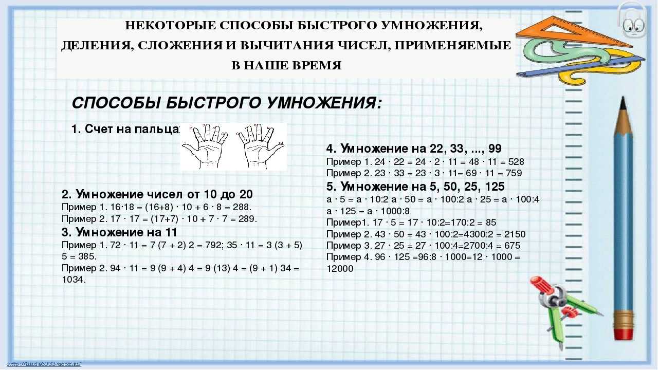 Приемы удобного счета 6 класс проект